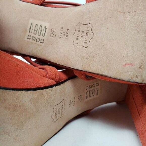 TILA MARCH ORANGE SUEDE PLATFORM HEELS 7 EUR 38 - Picture 8 of 9